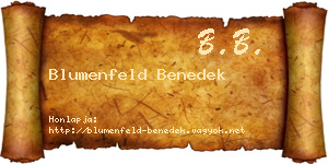 Blumenfeld Benedek névjegykártya